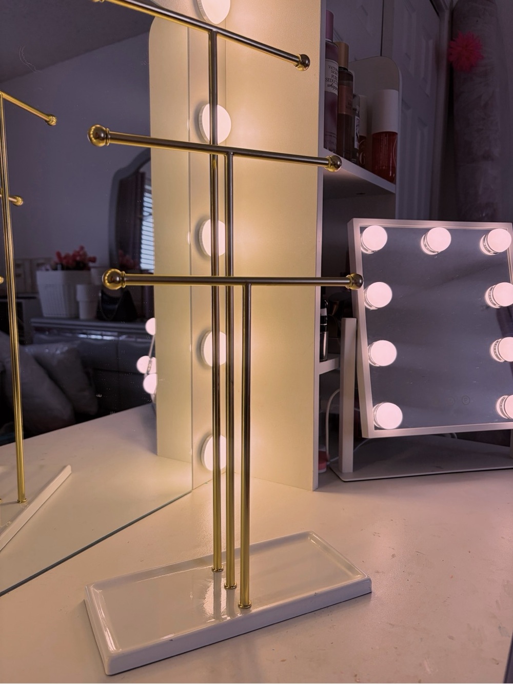 Gold Jewelry T-Bar Display Stand with White Base - Urban Outfitters
